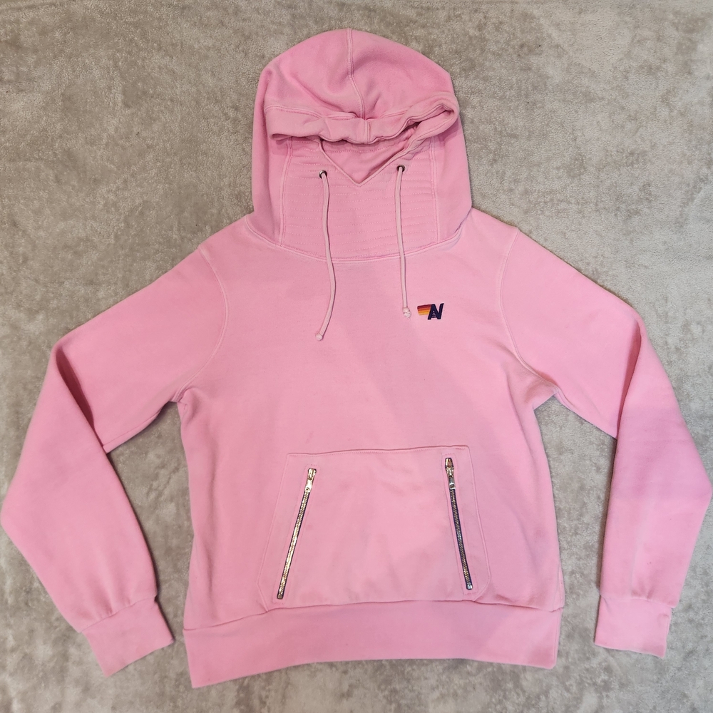 Aviator Nation Pink Hoodie with Small Logo